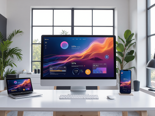 Data visualization platform interface showing interactive charts and data tables, modern UI design, blue and white color scheme